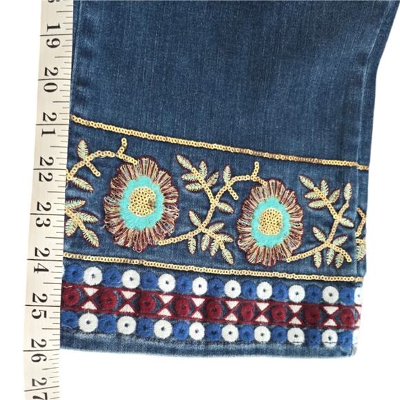 LBlack Melina High Rise Embroidered Bootcut Cropped Jeans Size 28 - Picture 3 of 8